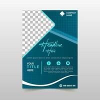 Modern Gradient Blue Lined Business Flyer Template With Curves vector