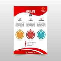 Modern Abstract Wavy Red Flyer Template With Dots vector