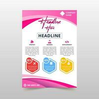 Modern Pink Business Flyer Template With Curved Shapes vector