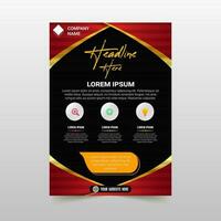 Modern Luxury Red Business Flyer Template With Golden Lines vector