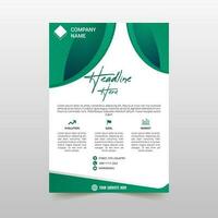 Modern Green Business Flyer Template With Curved Shapes vector