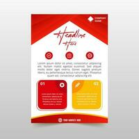 Vector Geometric Red Business Flyer Template With Curved Lines