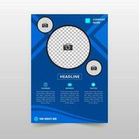 Stylish Blue Business Flyer Template With Abstract Shapes vector