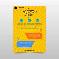 Yellow Retro Vintage Business Flyer Template With Sun Rays vector