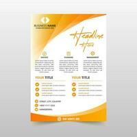 Stylish Shiny Orange Business Flyer Template With Curved Shapes vector