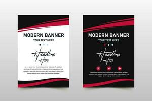 Abstract Black and Red Curved Business Banner Template vector