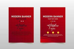 Abstract Beautiful Striped Red Banner Template With Dots vector