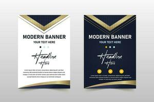 Abstract Elegant Golden Blue Banner Template vector