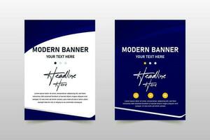 Abstract Elegant Gradient Blue Banner Template With Curves vector