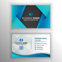 Abstract Elegant Gradient Diagonal Business Card Template With Black and Blue Shapes vector