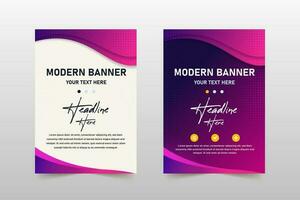 Abstract Elegant Gradient Pink Blue Banner Template With Curves vector