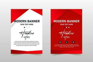Abstract Modern Red Banner Template With Curved Shapes vector