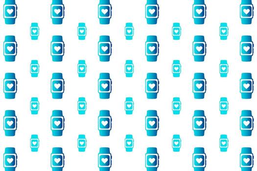 Abstract Smart Watch With Heart Pattern Background vector