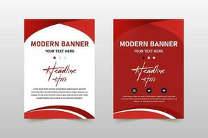 Abstract Red Curved Banner Template With Dots vector