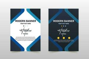 Abstract Stylish Blue Geometric Banner Template With Squares vector
