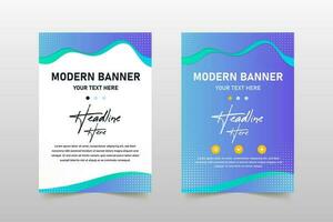 Abstract Vector Gradient Wavy Banner Template With Dots