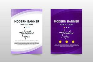 Abstract Vector Gradient Purple Banner Template With Curved Shapes