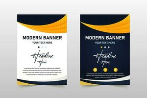 Abstract Vector Yellow and Blue Curved Banner Template