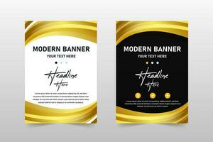 Beautiful Golden Business Banner Template With Curved Lines vector