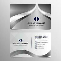 Beautiful Silver Business Card With Curved Lines vector