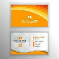 Beautiful Orange Business Card With Curved Lines vector