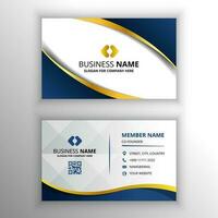 Blue and Gold Luxury Curved Business Card Template vector