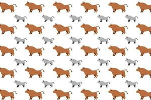 Flat Bull Animal Pattern Background vector