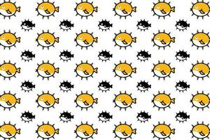 Flat Balloonfish Animal Pattern Background vector
