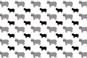 Flat Hippo Animal Pattern Background vector