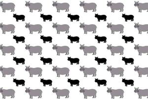 Flat Hippo Animal Pattern Background vector