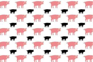 Flat Pig Animal Pattern Background vector