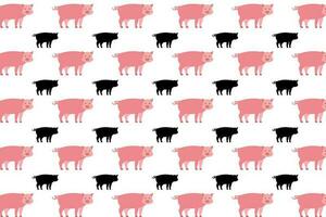 Flat Pig Animal Pattern Background vector