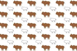 Flat Wildebeest Animal Pattern Background vector