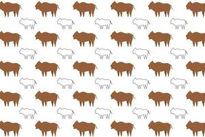 Flat Wildebeest Animal Pattern Background vector