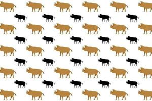 Flat Wild Boar Animal Pattern Background vector