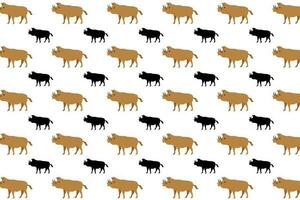 Flat Wild Boar Animal Pattern Background vector