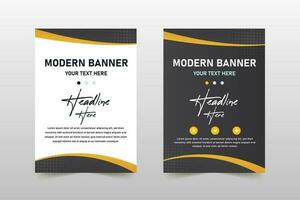 Minimal Black and Yellow Banner Template With Dots vector