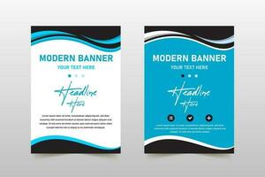 Modern Blue and Black Curved Banner Template vector