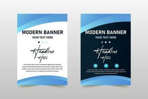 Modern Curved Blue Business Banner Template With Abstract Shapes vector