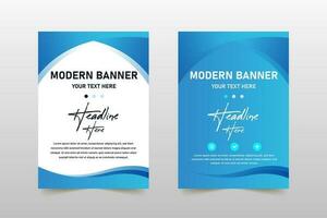 Modern Gradient Blue Business Banner Template With Curves vector