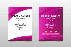 Modern Gradient Pink Business Banner Template With Curved Shapes vector