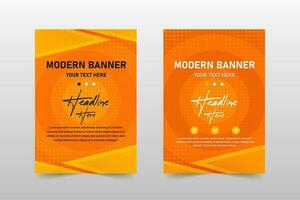 Modern Flat Dotted Orange Banner Template With Circles vector