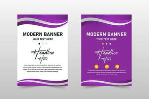 Modern Gradient Purple Wavy Business Banner Template With Curves vector