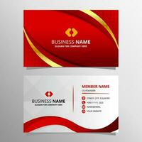 Modern Red and Gold Curved Business Card vector