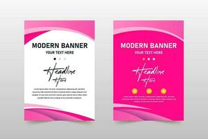 Modern Pink Business Banner Template With Curved Shapes vector