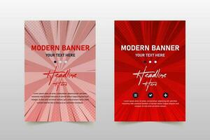 Modern Red Comic Pop Art Banner Template vector