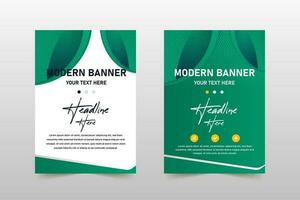 Modern Green Business Banner Template With Curved Shapes vector