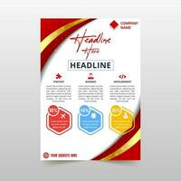 Modern Red and Gold Curved Flyer Template vector