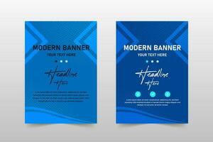 Stylish Blue Business Banner Template With Abstract Shapes vector