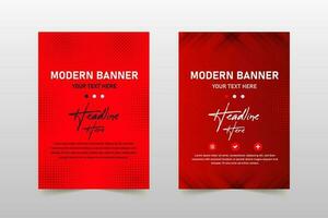 Modern Striped Red Banner Template With Dots vector